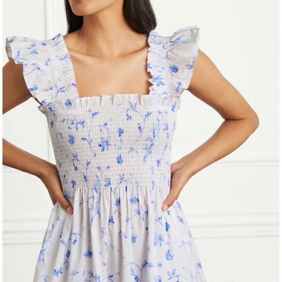 HILL HOUSE HOME Ellie Nap Dress Blue Botanical Floral S - Picture 2 of 9